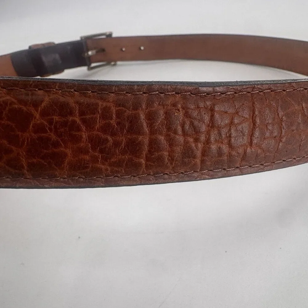 Coronado Brown American Bison Leather Belt ~ Size 36 w/ Brass Buckle Made in USA